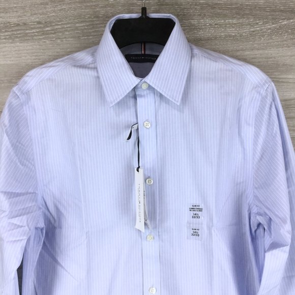 Tommy Hilfiger Non-iron Blue Stripe Dress Shirt - Picture 2 of 5